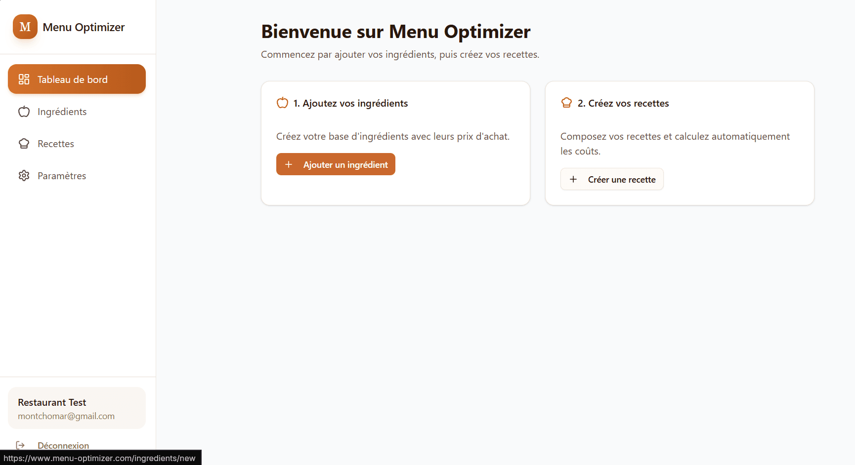 Menu Optimizer — SaaS de gestion des coûts et marges pour la restauration
