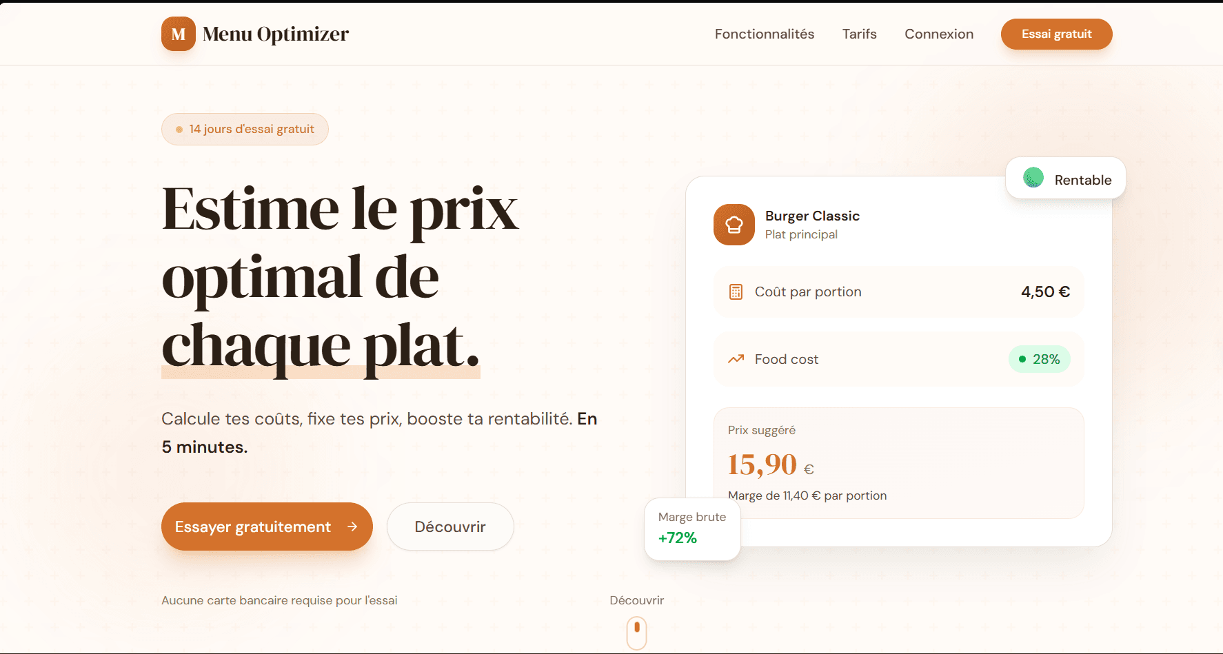 Menu Optimizer — SaaS de gestion des coûts et marges pour la restauration